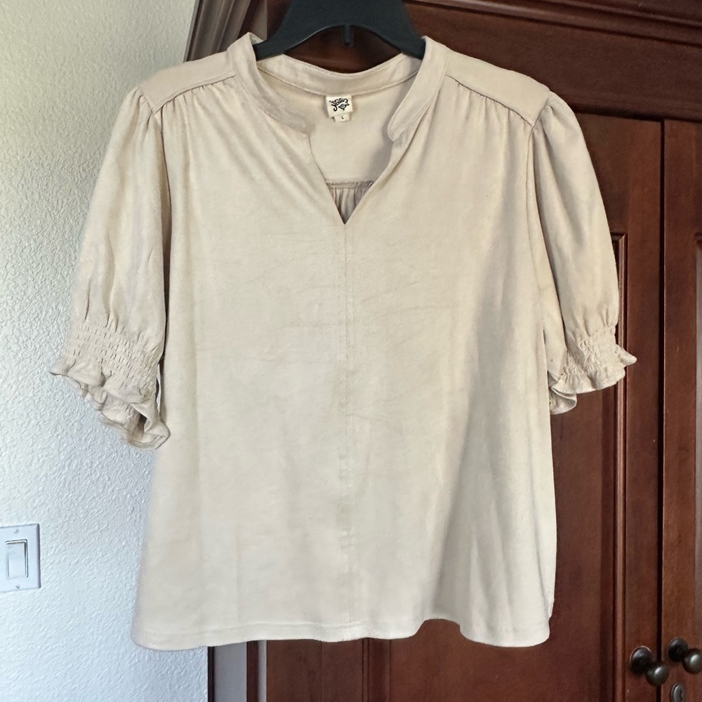 Elegant Cream Suede Women's Top